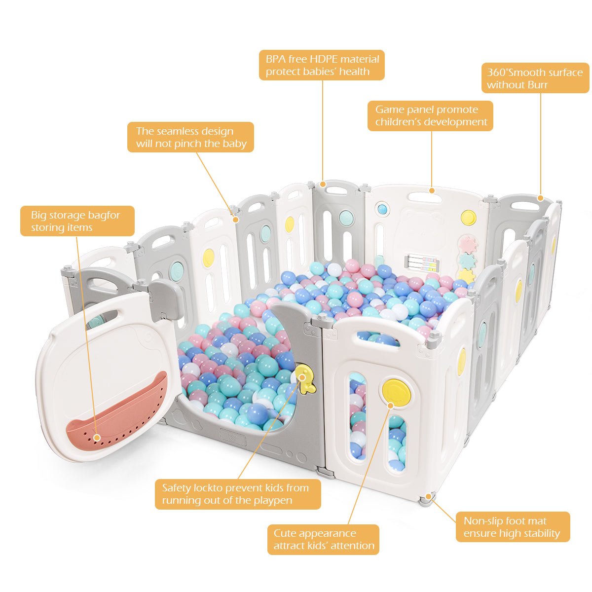 Versatile 16-Panel Baby Playpen Design