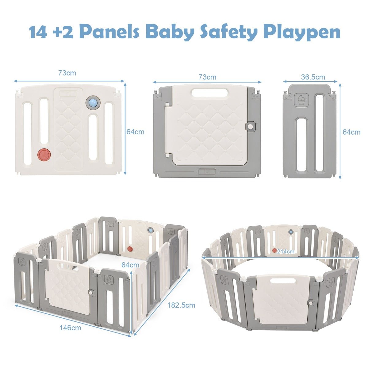Foldable Baby Playpen with Safety Lock and Space for Play