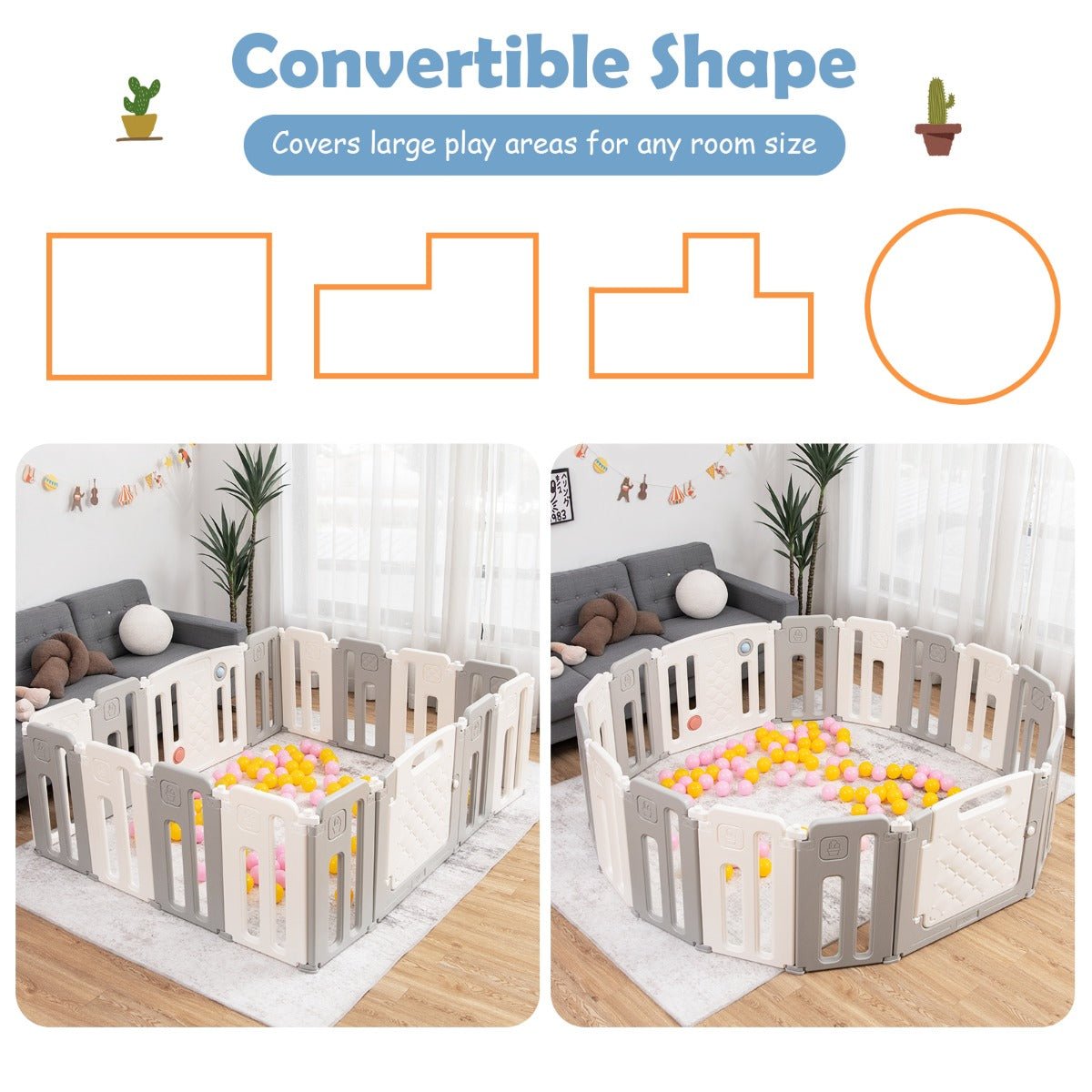 Safe and Spacious Toddler Playpen with 16-Panel Design and Secure Lock