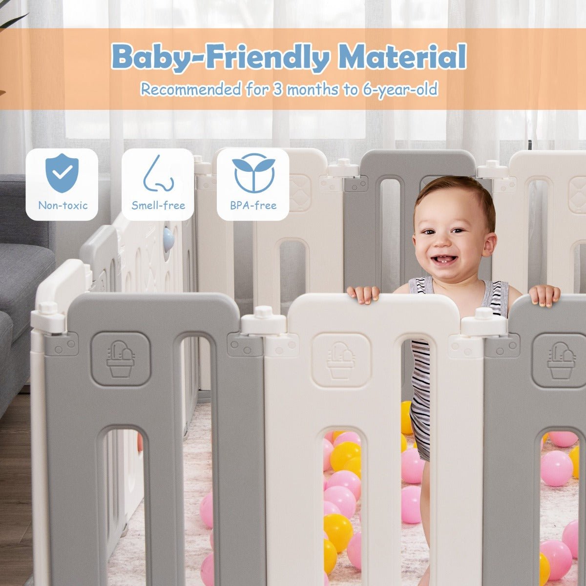 Space-Saving Playpen for Toddlers with Safety Lock