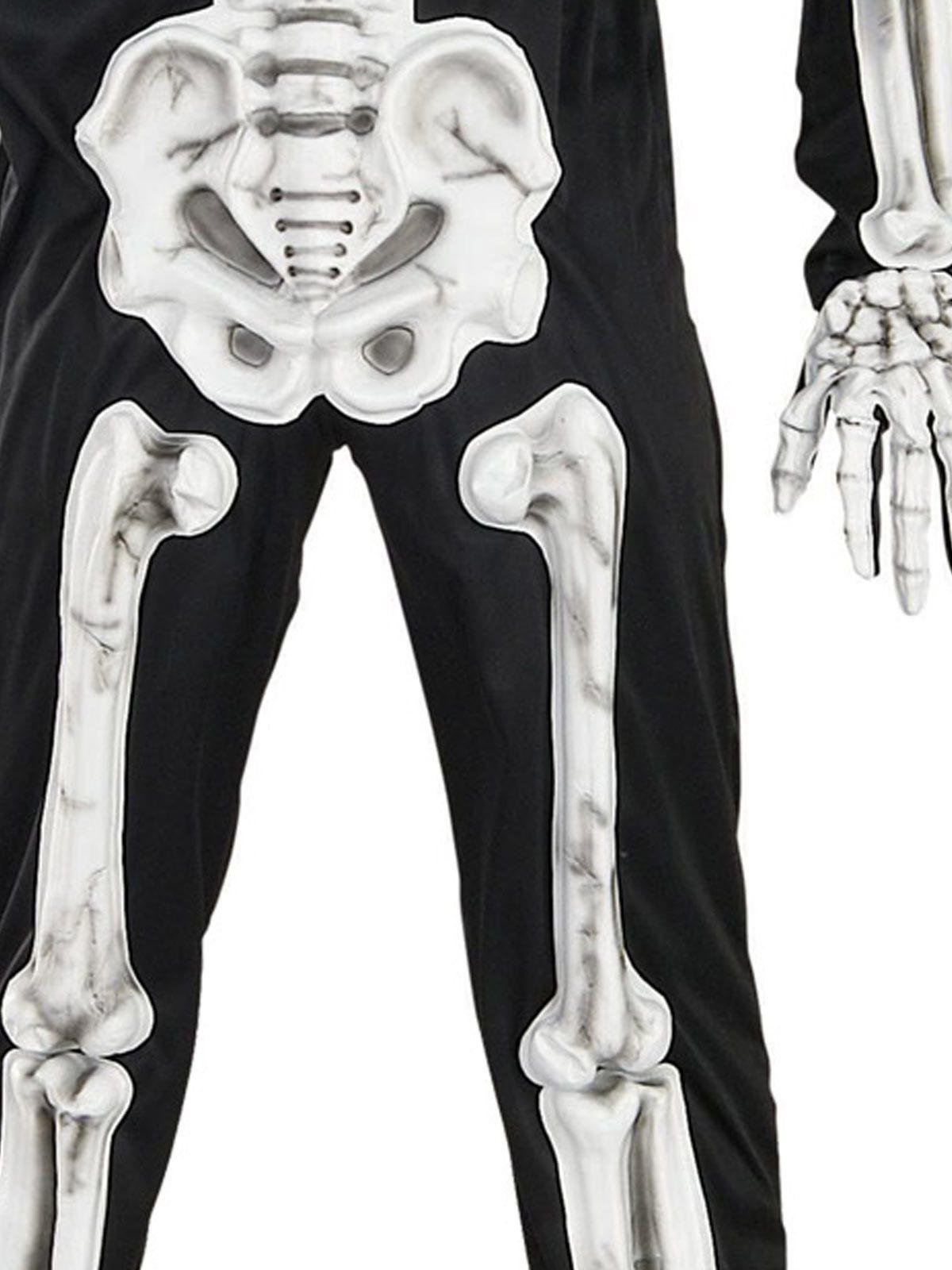 Adult 3D skeleton costume with mask, perfect for spooky Halloween dress-up at home.
