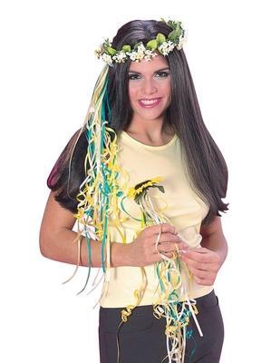 Colorful sunflower halo with streamers, perfect for kids costumes and imaginative play at home.