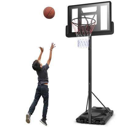 Kids and Teen basketball hoop with adjustable height and wheels for home play.