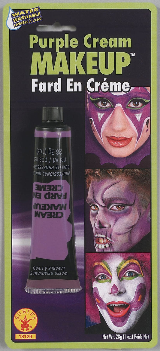 Vibrant 30ml purple face paint cream in tube for Halloween and kids parties.