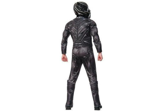 Black Panther Marvel superhero costume for kids, ideal for imaginative play at home.