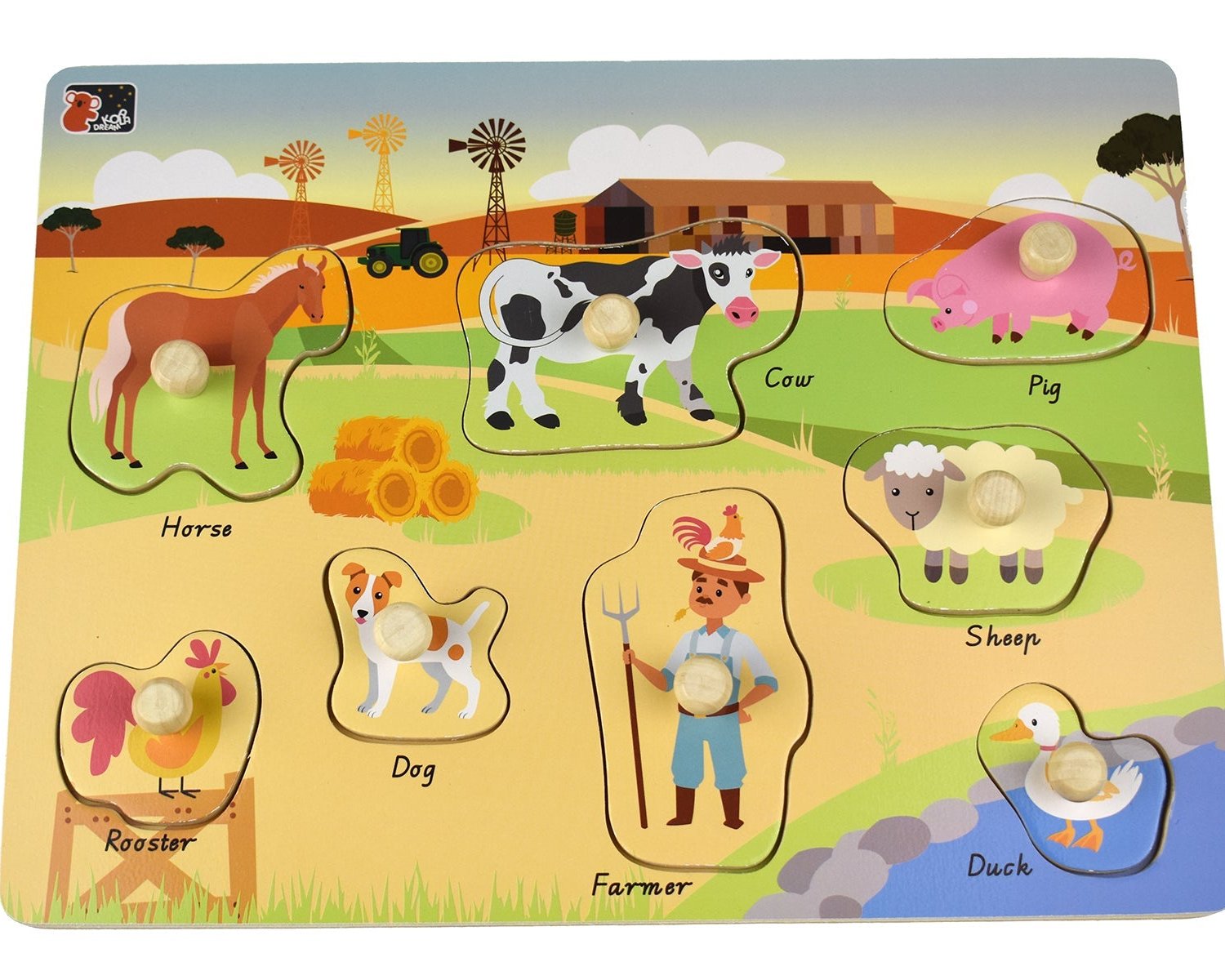 Discover Fun Learning with our 2-In-1 Australian Farm Peg Puzzle