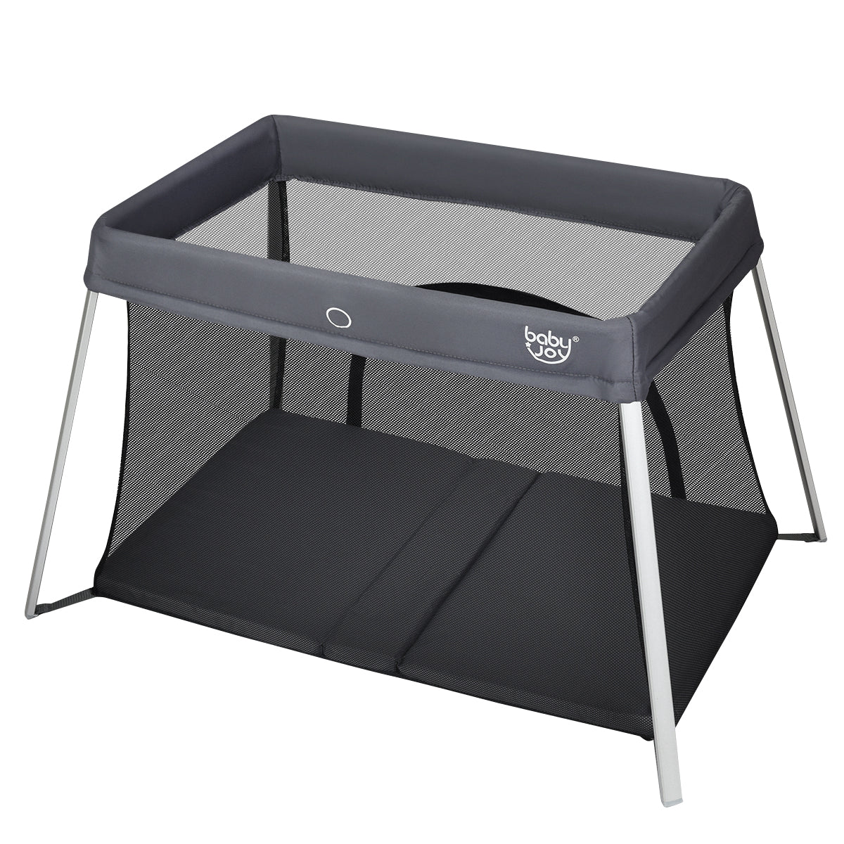 On-the-Move Grey Baby Crib with Easy Setup