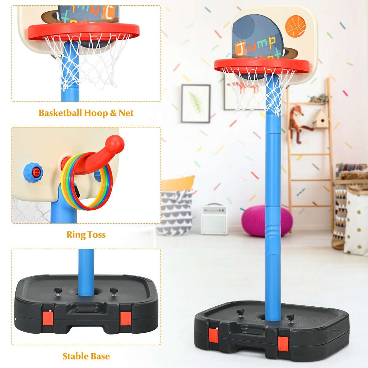 Double Play Excitement: 2-in-1 Basketball Set with Ring Toss