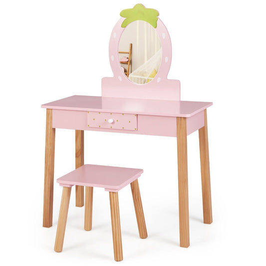 2-in-1 Children's Vanity Set with Stool for Kids - Playful Beauty Corner