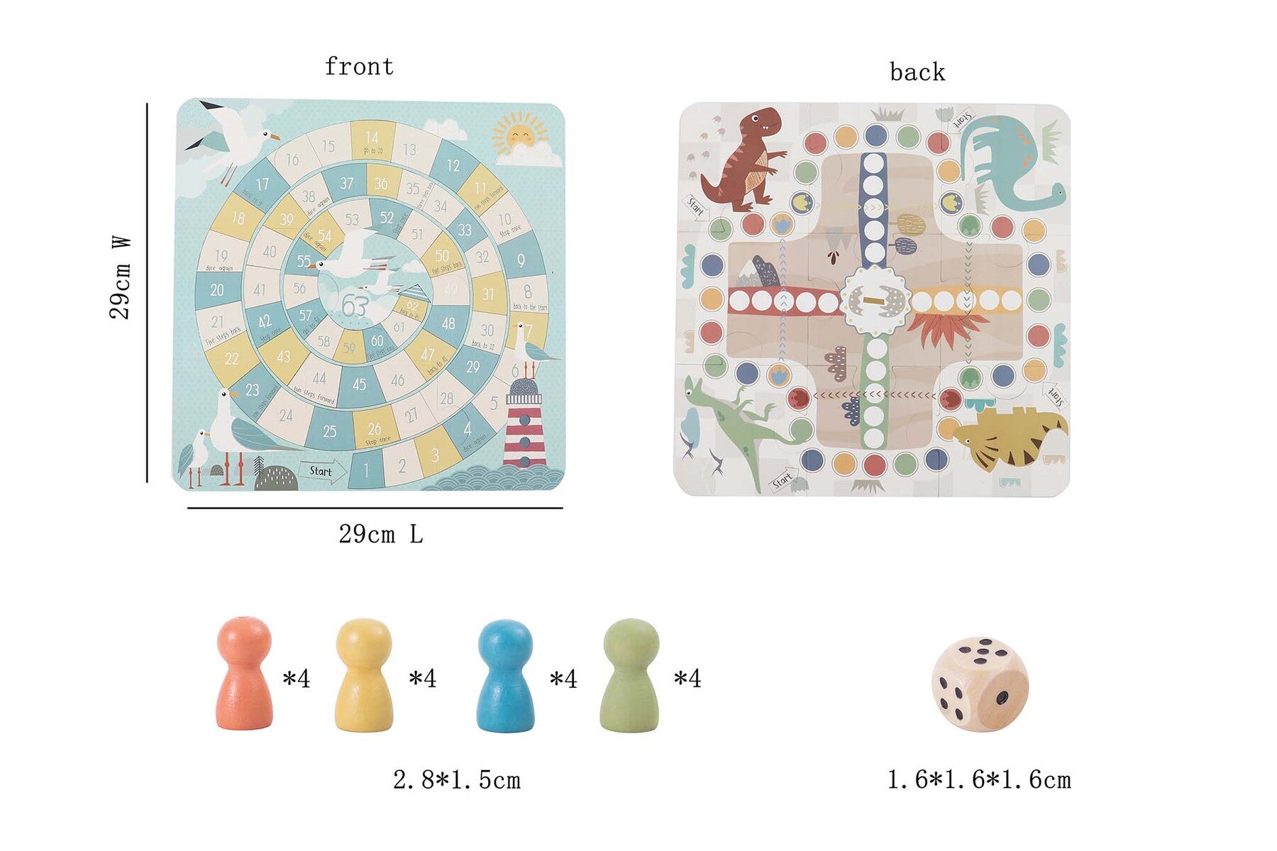 Colorful 2-in-1 game set featuring Ludo and Game of Goose in portable tin box.