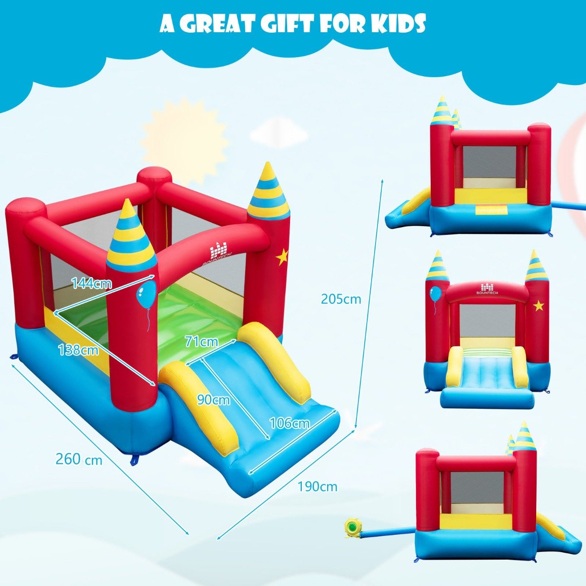 2-in-1 Inflatable Bounce House with Slide & Carrying Bag (without Blower)