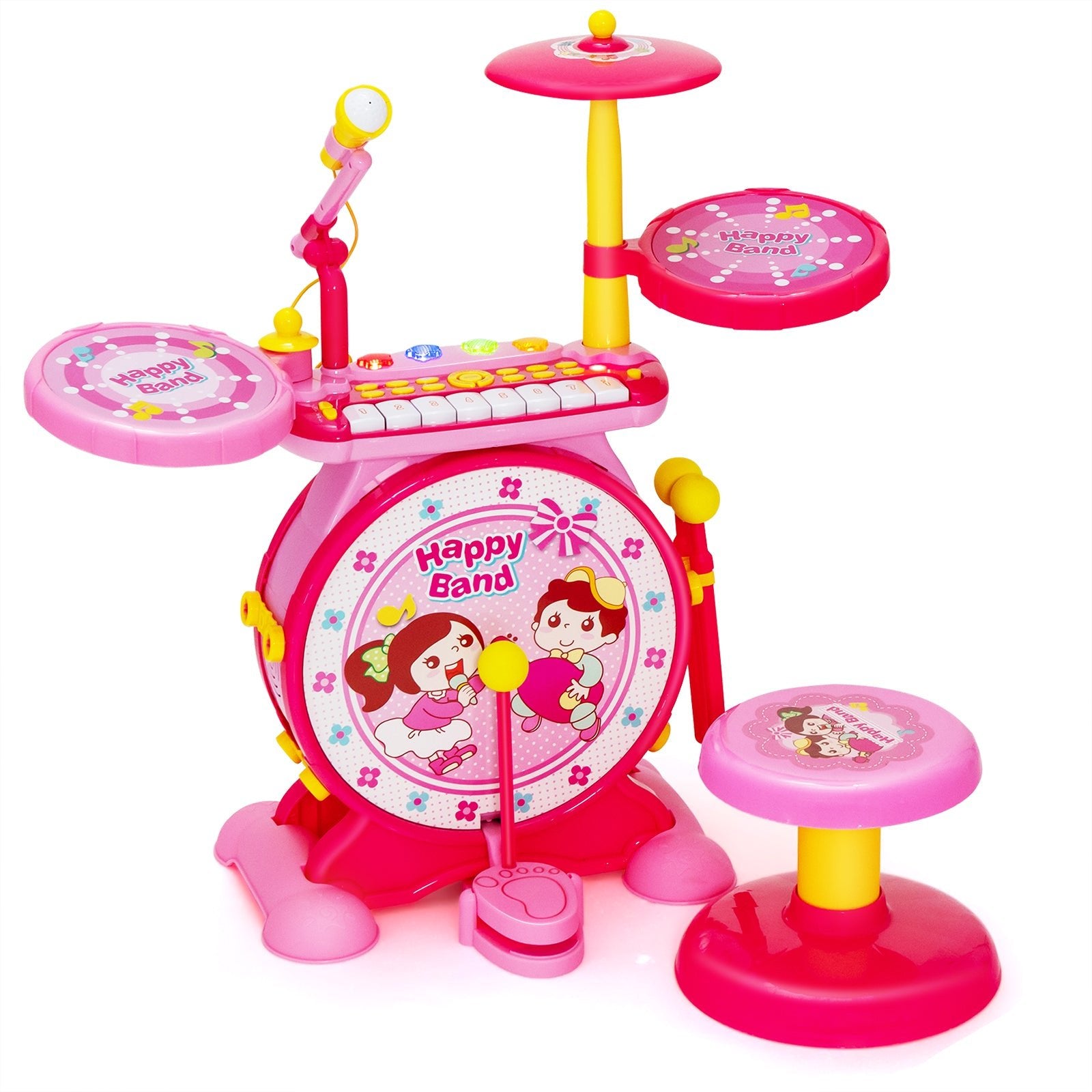 Children's Musical Adventure - 2-in-1 Electronic Drum Kit Toy with Keyboard & Mic