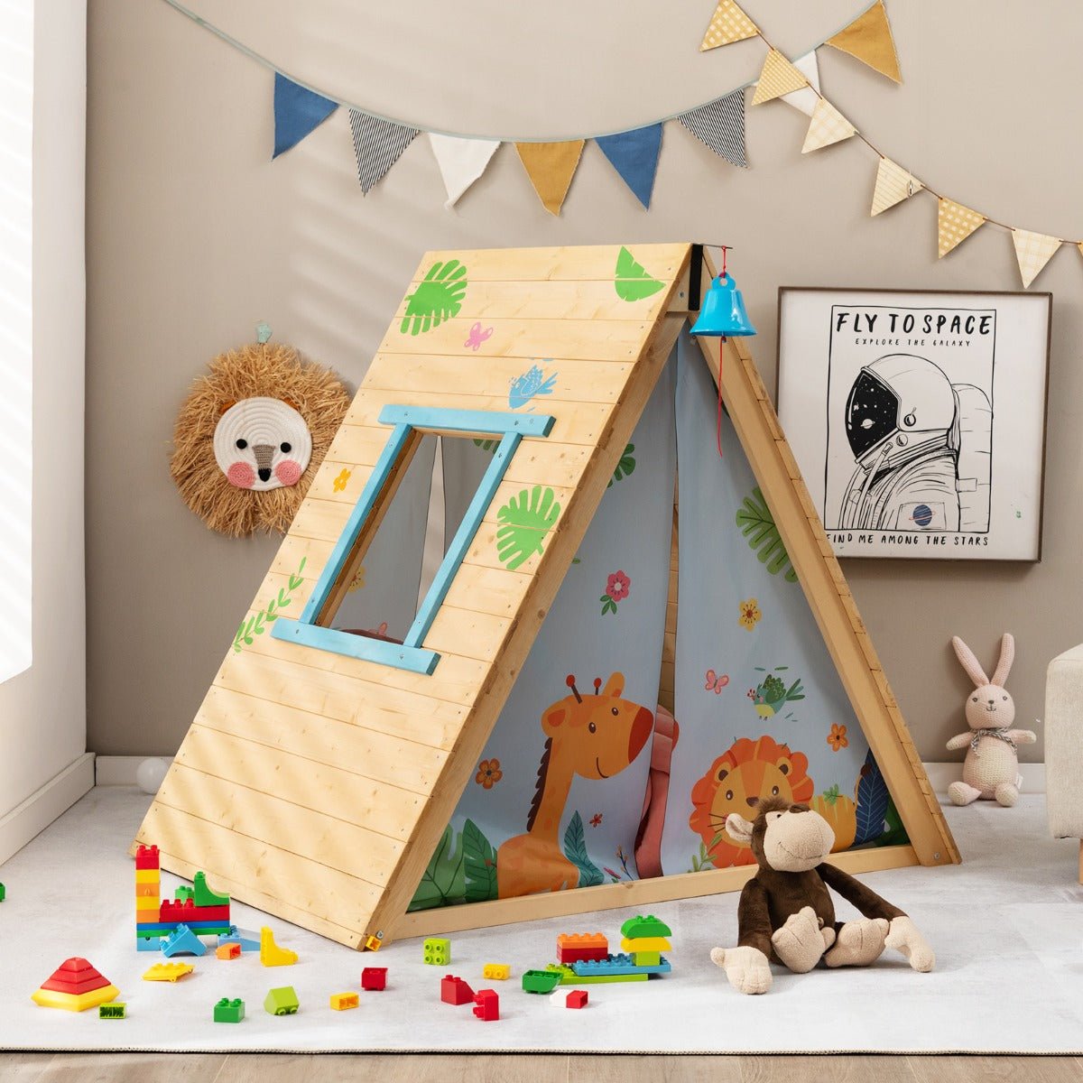 Playful Adventures: Kids Play Tent with Wooden Climbing Triangle for Creativity
