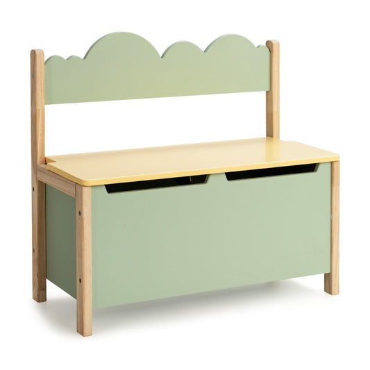 2-in-1 Kids Toy Box with Safety Lid - Organize and Play in Green