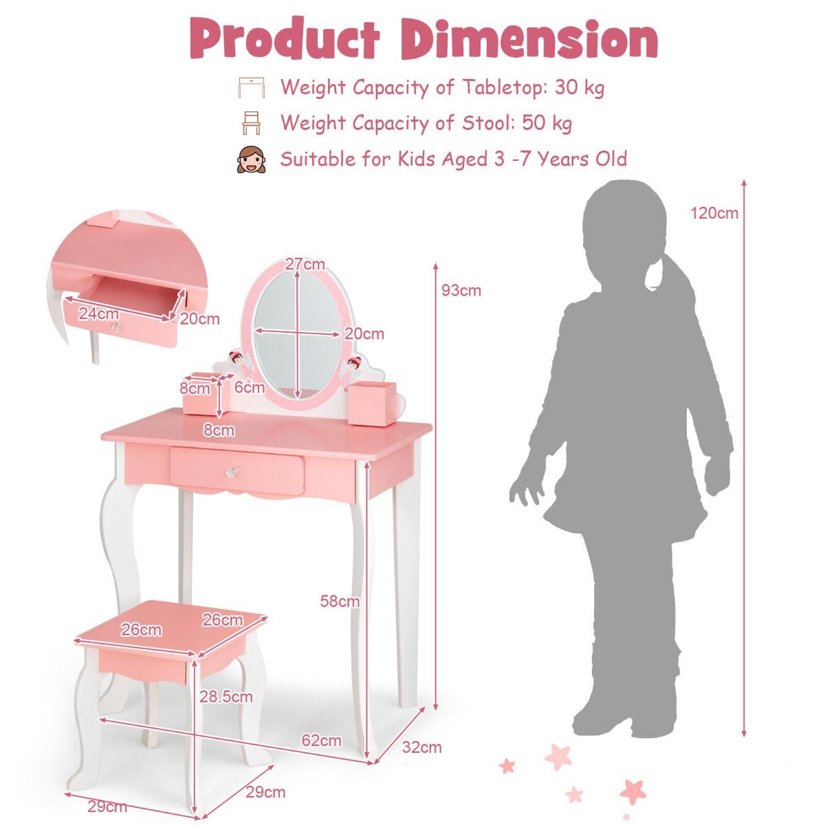 Little Fashionista Pink Dressing Table