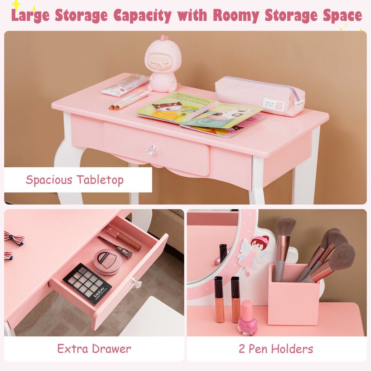 Dreamy Pink Vanity with Ample Storage for Treasures