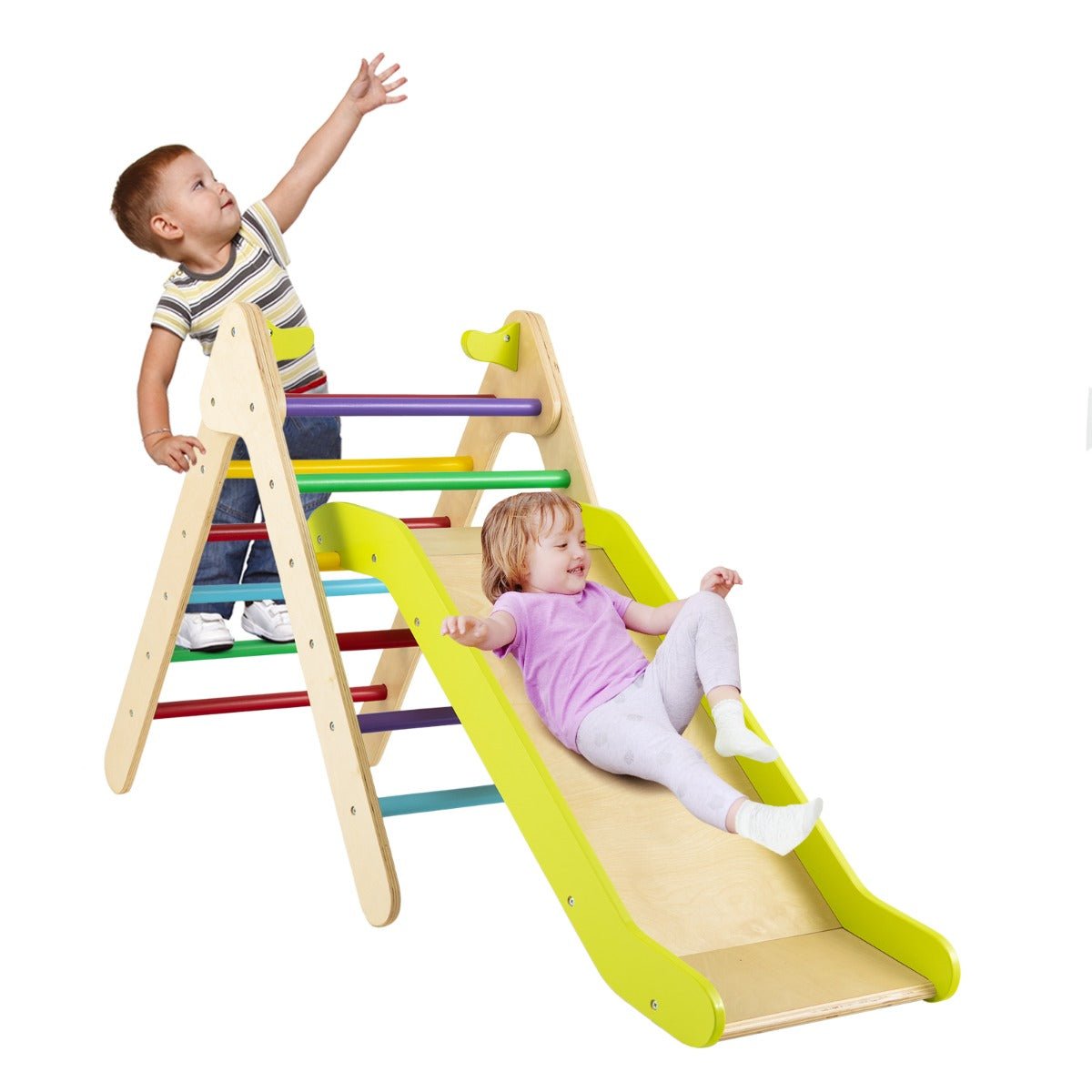 2-in-1 Kids Climbing Triangle and Slide - Play, Climb, and Explore