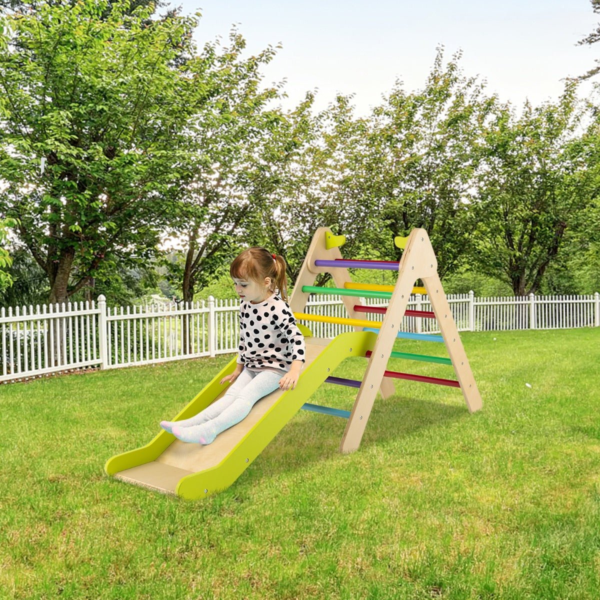 Wooden Climbing Triangle with Slide - Active Adventure for Children