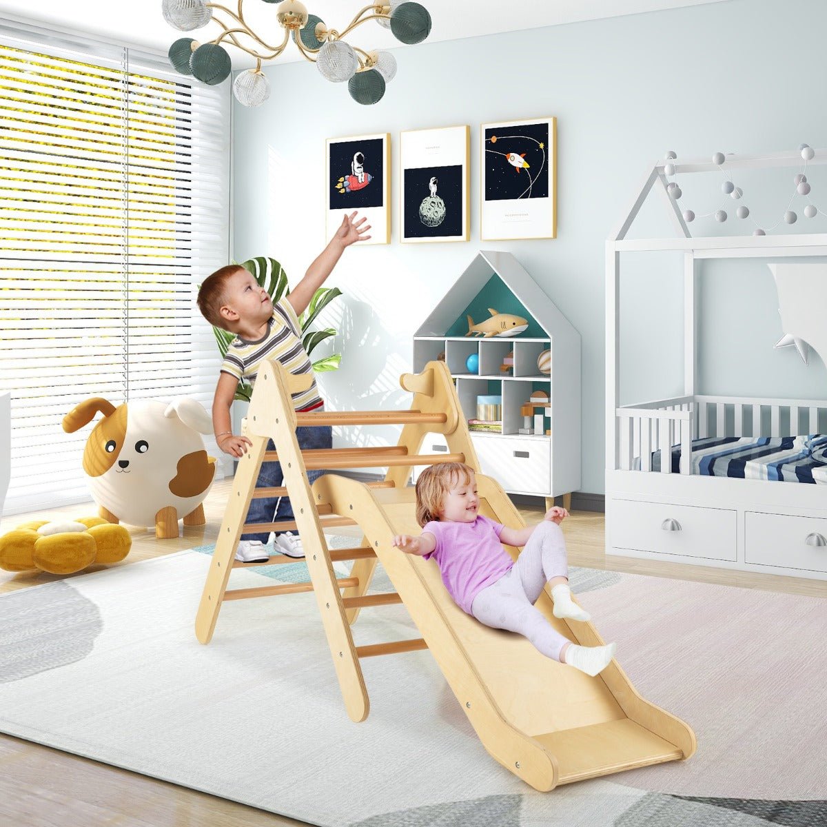 Wooden Climbing Triangle with Slide - Get Yours Now!