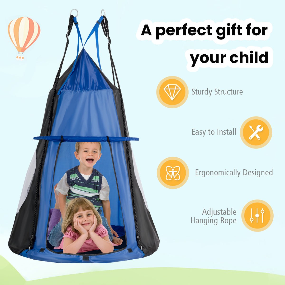 Hammock Nest Chair with Play Tent: Outdoor Relaxation and Play Combo