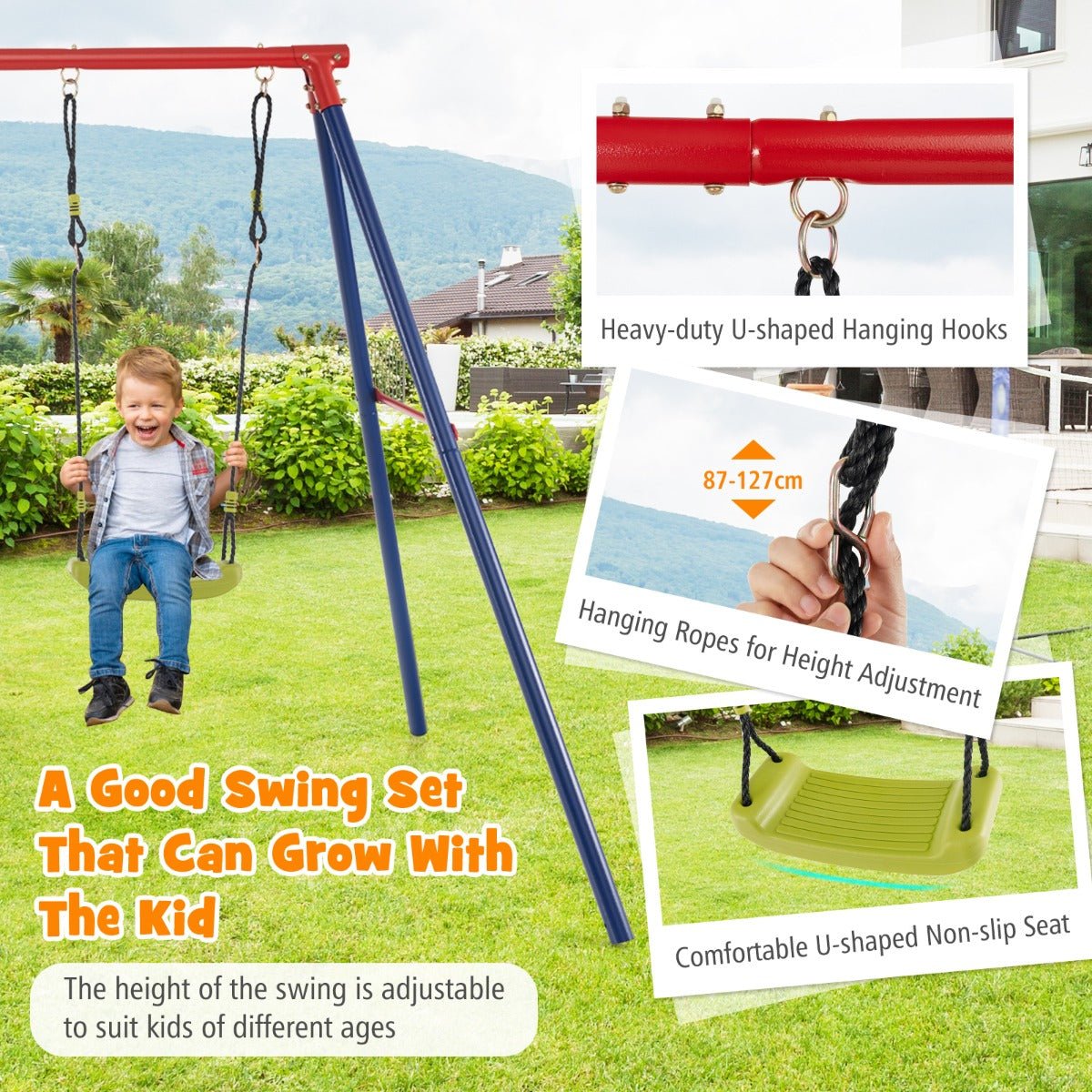 Adjustable Height 2-in-1 Swing Set: Exciting Playtime for Children