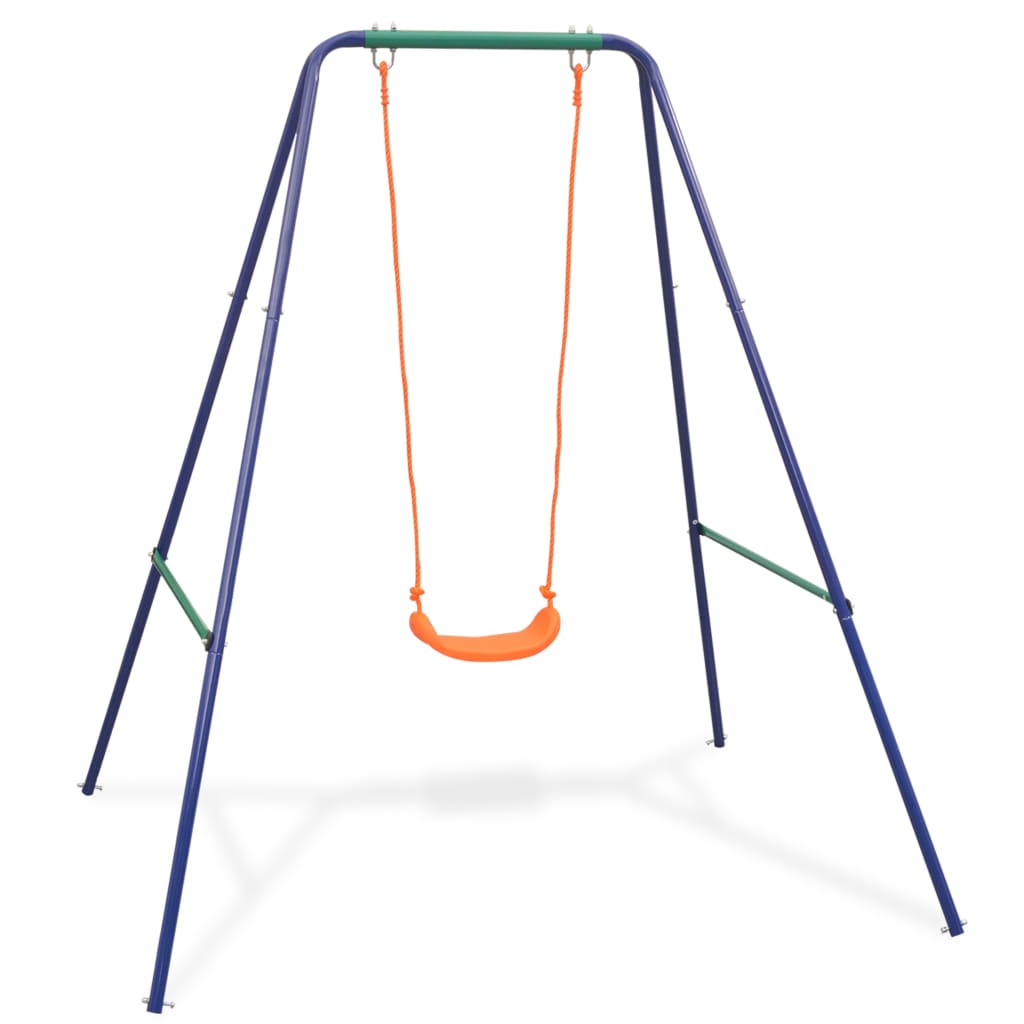 Orange 2-in-1 outdoor toddler and child swing set for versatile backyard play.