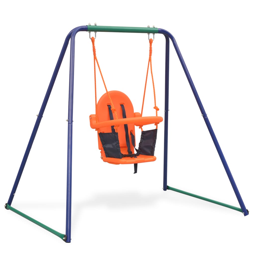 Buy Kids vidaXL 2-in-1 Single Swing and Toddler Swing Orange Australia