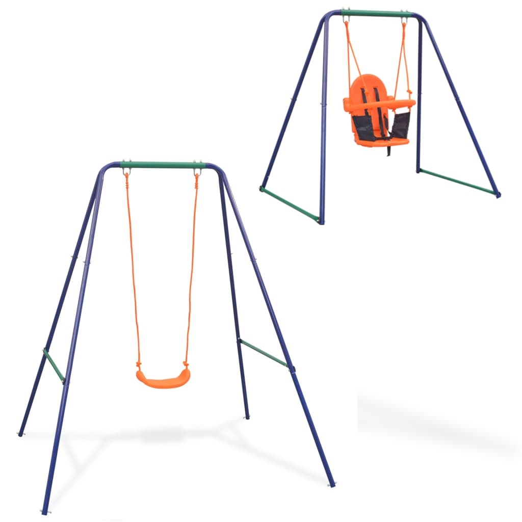 Orange 2-in-1 swing set for toddlers and children perfect for outdoor play at home.