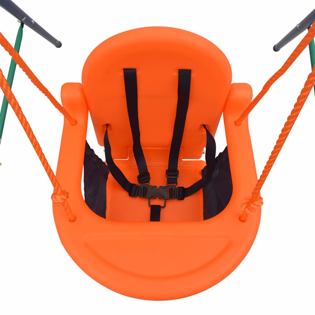 Orange 2-in-1 Outdoor Swing Set for Toddlers and Kids, versatile for backyard play.