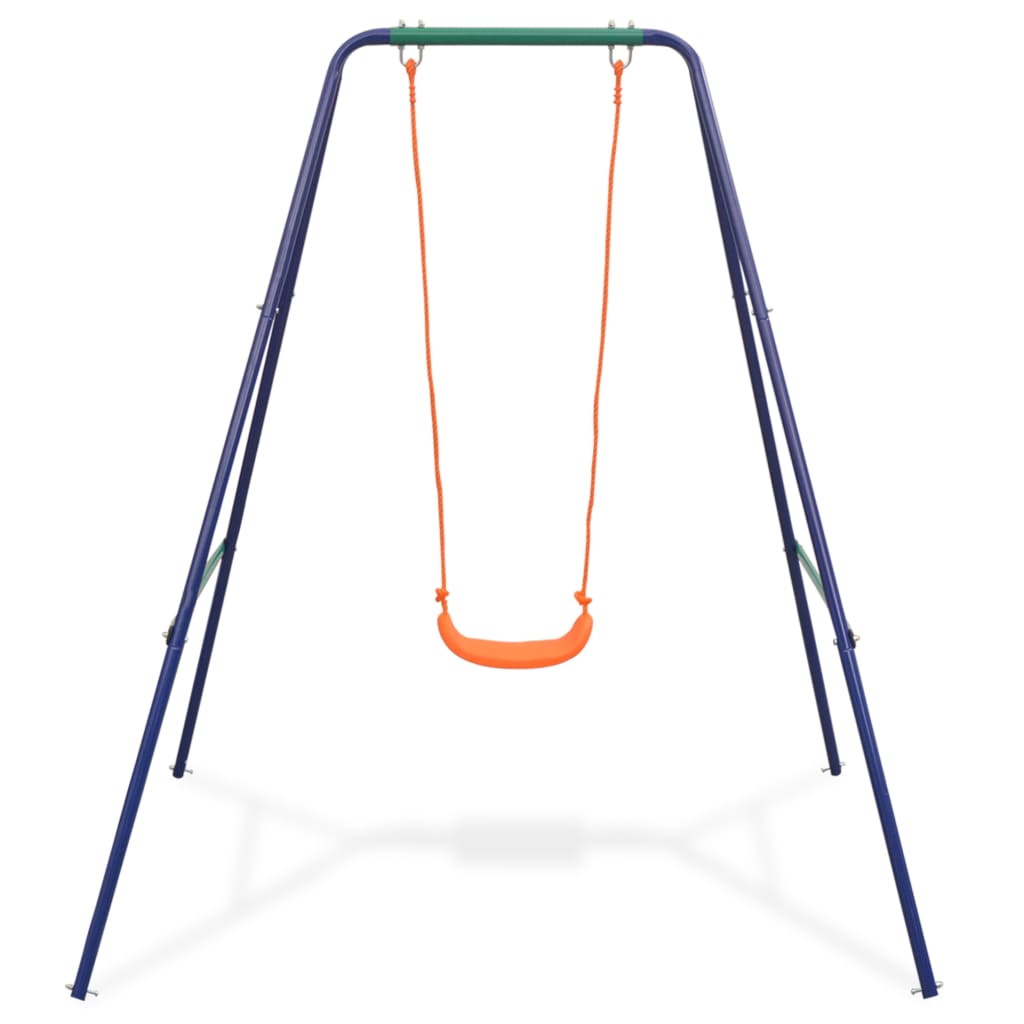 Orange 2-in-1 outdoor toddler and child swing set for versatile home play.