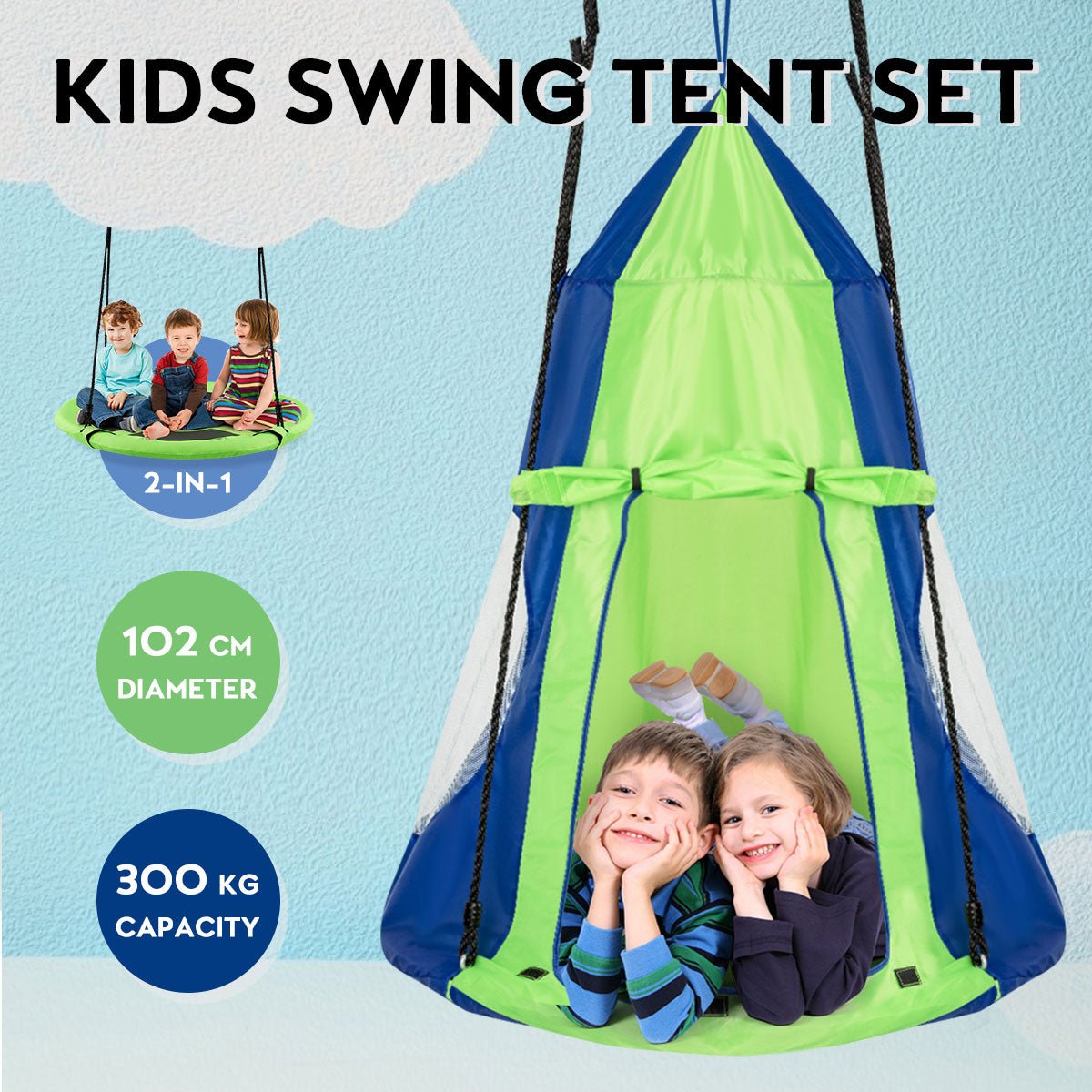 Imagination Soars with Our 2 in 1 Tree Tent Swing Set