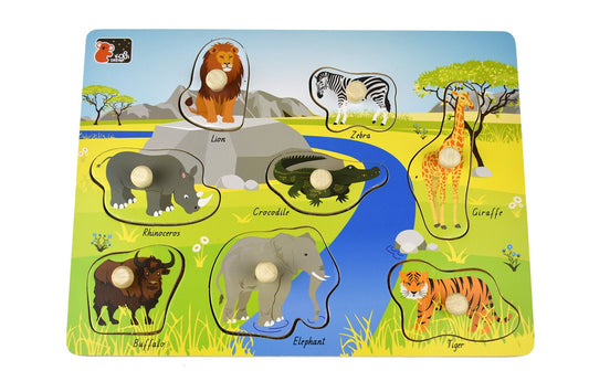 Shop the 2-In-1 Wild Animal Peg Puzzle at Kids Mega Mart