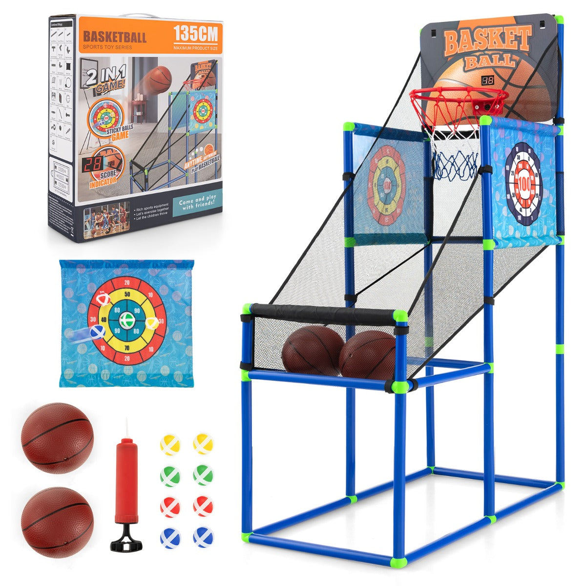 Kids basketball arcade game with scoreboard for interactive indoor fun and scoring practice