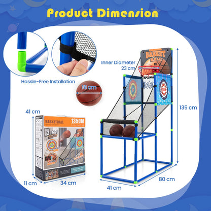 Kids 2-in-1 Basketball Arcade Game with Scoreboard for interactive indoor play at home