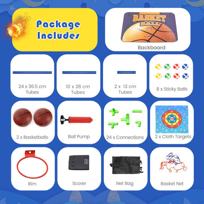 Kids 2-in-1 basketball arcade game with scoreboard for fun home play.