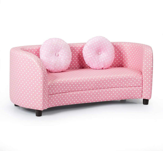 Girls' 2-Seats Kids Sofa with Cloth Pillows - Age 3-10 Comfort