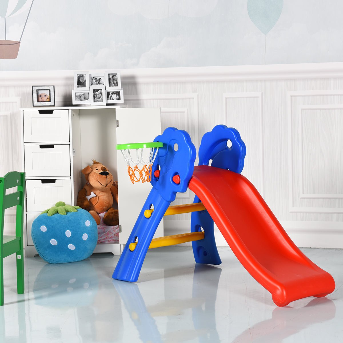 Discover Playtime Excitement with the Folding Slide and Hoop