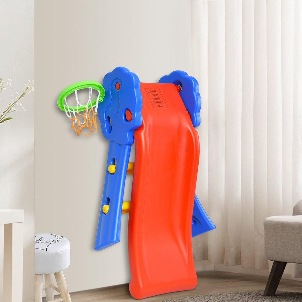 Kids Folding Slide and Basketball Hoop | Indoor Outdoor Play – Kids ...