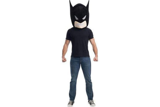 Batman adult mascot mask with DC Comics design for themed costume parties and playtime.