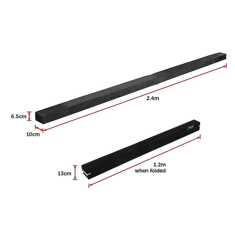 2.4m (8FT) Gymnastics Folding Balance Beam Pink Synthetic Suede