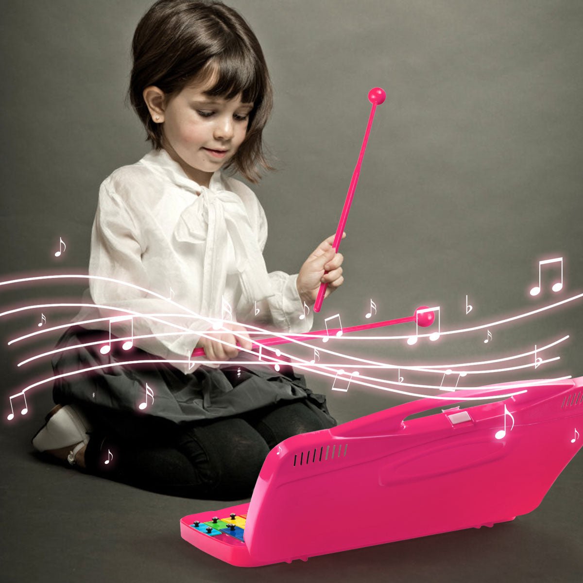 Harmonious Melodies: 25 Note Xylophone with Suitcase for Kids Pink