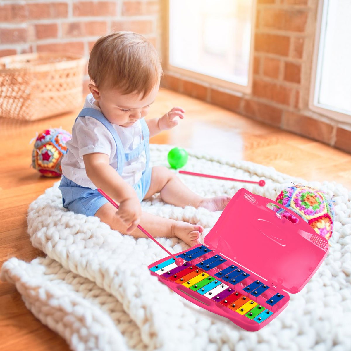 Playful Harmonies: 25 Note Xylophone with Suitcase for Kids Pink