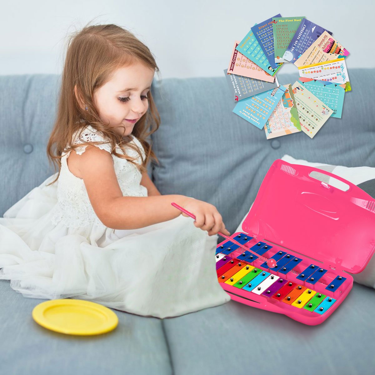 Serene Melodies: 25 Note Xylophone with Suitcase for Kids Pink