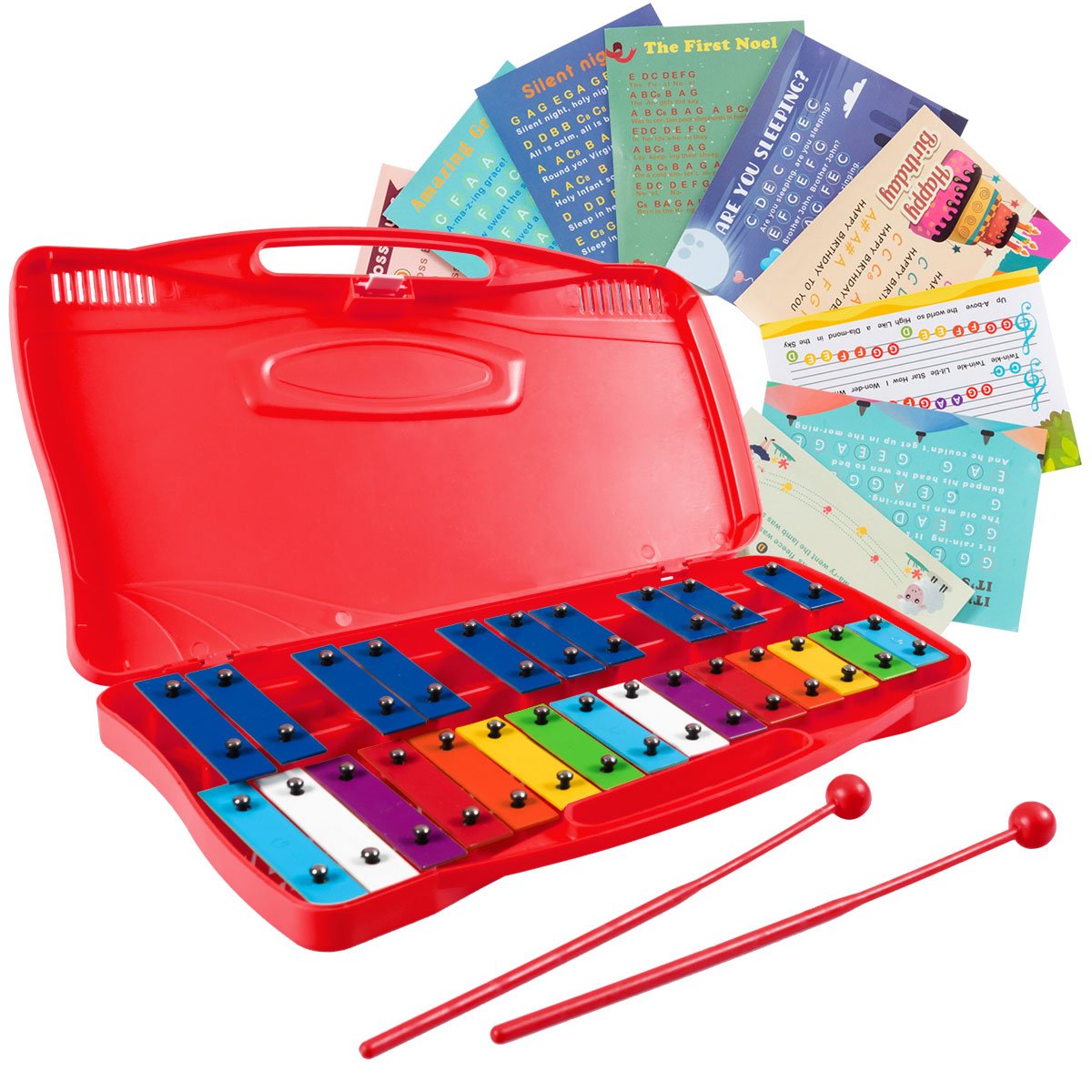 Playful Rhythms: 25 Note Xylophone with Suitcase for Kids Red