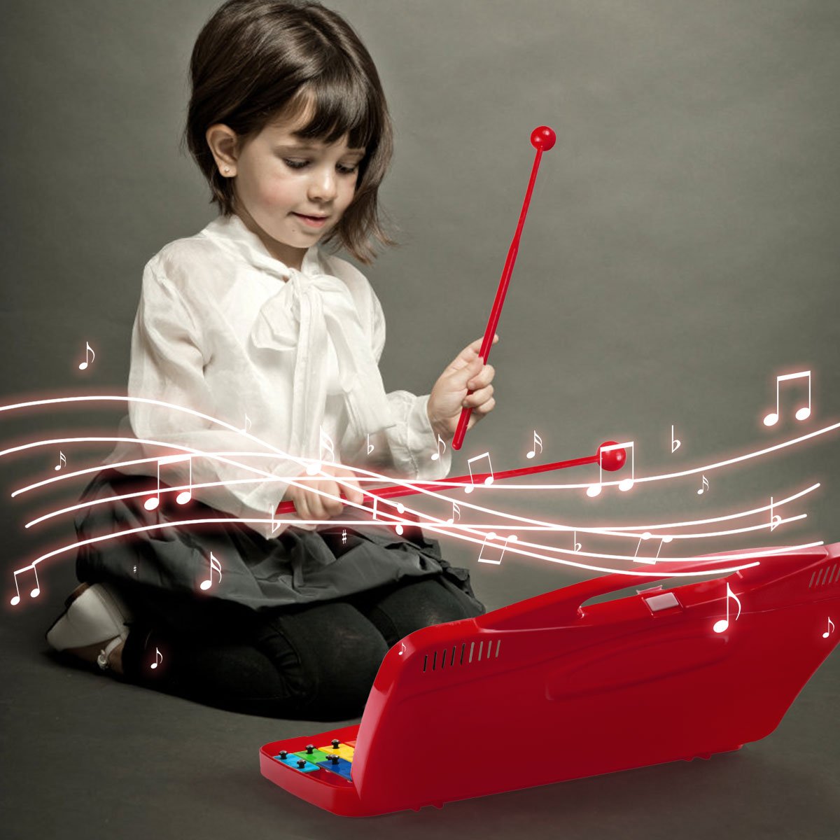 Vibrant Harmonies: 25 Note Xylophone with Suitcase for Kids Red