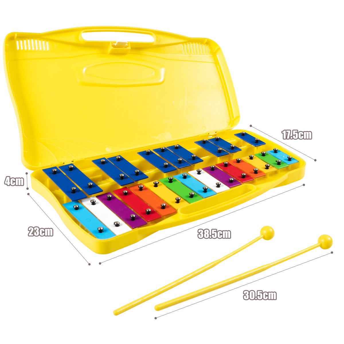 Playful Harmonies: 25 Note Xylophone with Suitcase for Kids Yellow