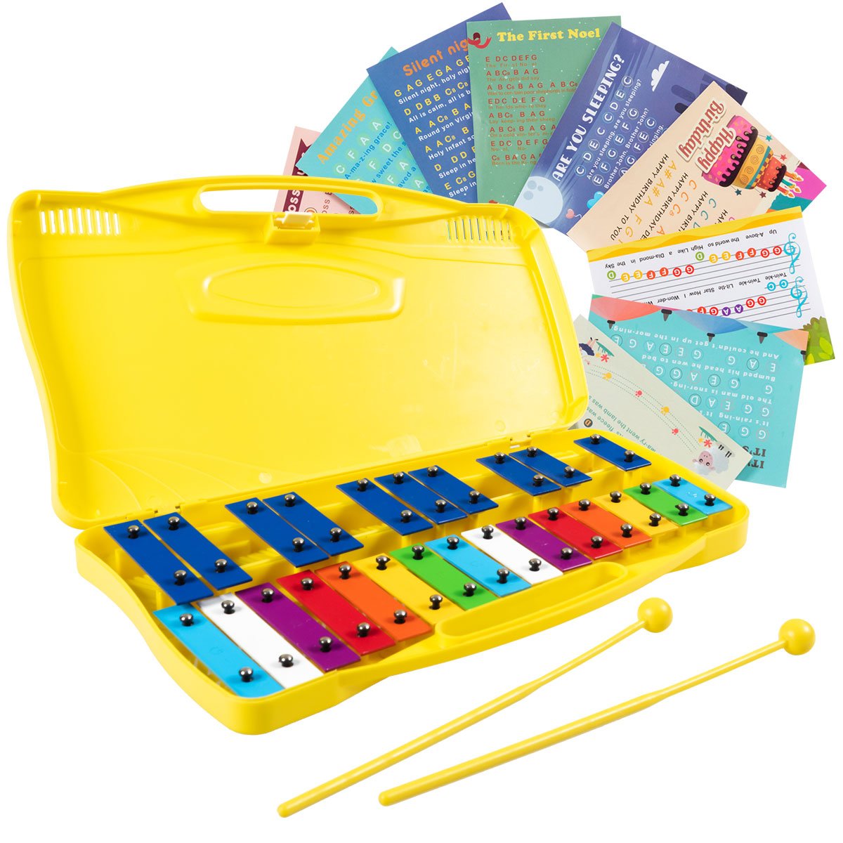 Sunny Serenades: 25 Note Xylophone with Suitcase for Kids Yellow