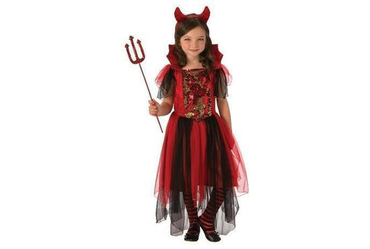 Kids devil costume with color-changing sequins, perfect for magical play at home.