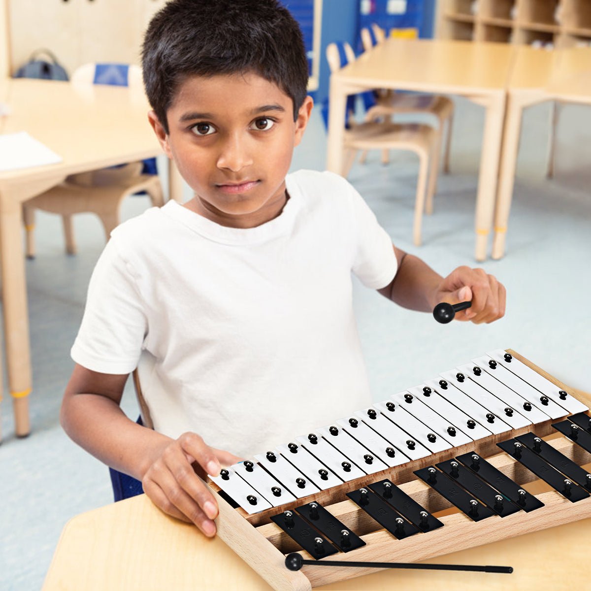 Harmonious Wonder: 27 Notes Glockenspiel Xylophone with Wooden Base for Kids