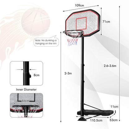 Versatile adjustable height kids basketball hoop stand with wheels for indoor/outdoor play.